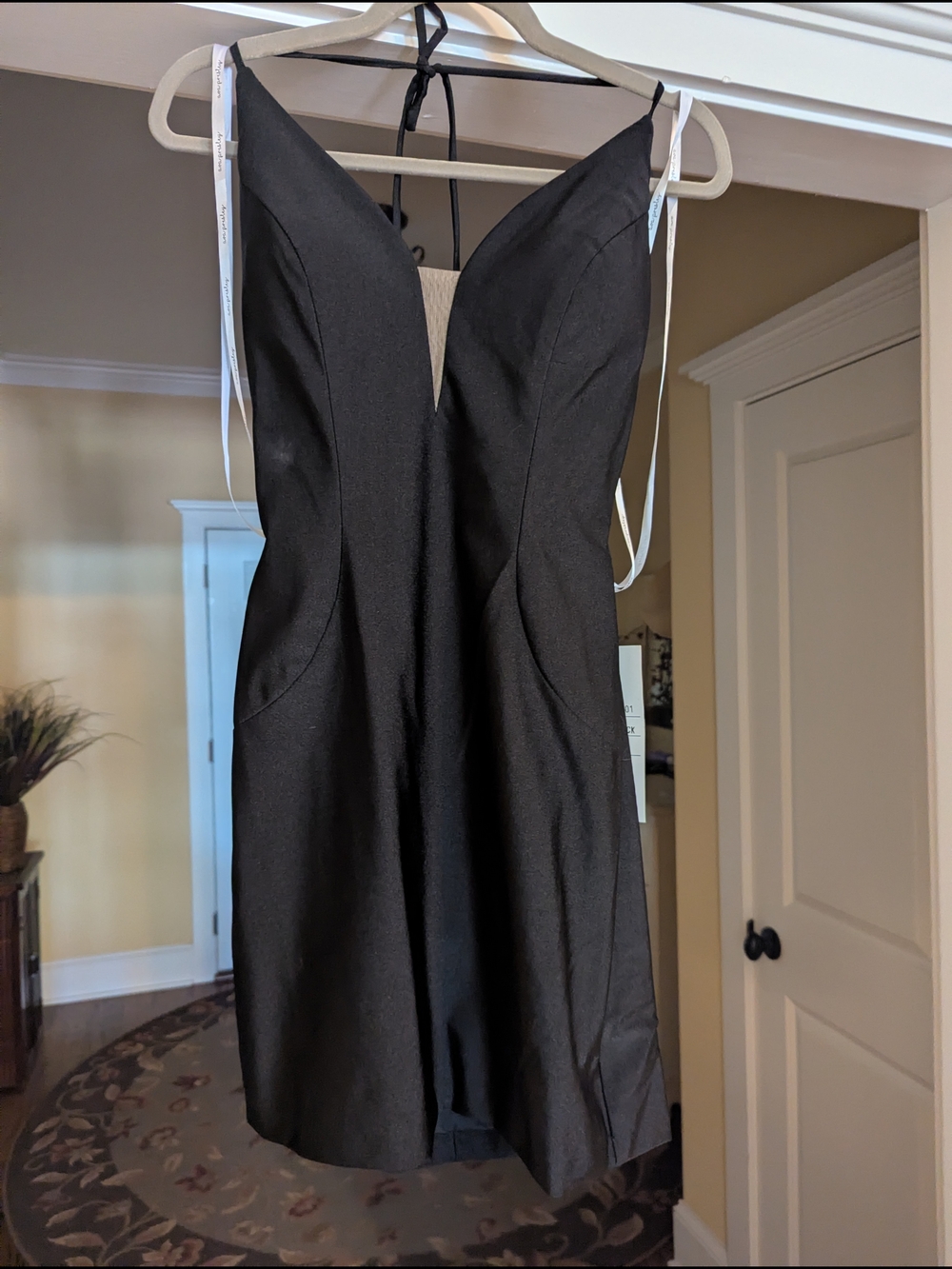 Elegant Black Plunge Mini Dress